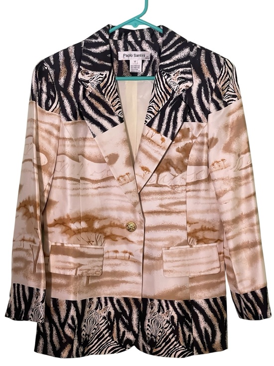 Paolo Santini Jackets & Blazers - Paulo Santini 100% silk Safari - Zebra jacket. Size 6 EUC Vintage